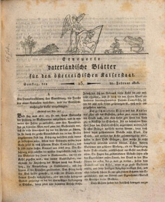 Erneuerte vaterländische Blätter für den österreichischen Kaiserstaat Samstag 21. Februar 1818