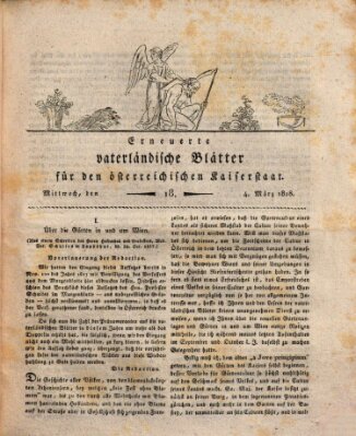 Erneuerte vaterländische Blätter für den österreichischen Kaiserstaat Mittwoch 4. März 1818