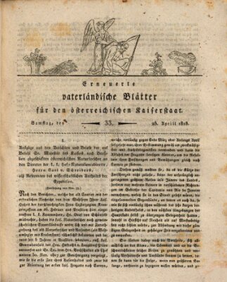 Erneuerte vaterländische Blätter für den österreichischen Kaiserstaat Samstag 25. April 1818