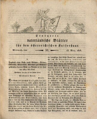 Erneuerte vaterländische Blätter für den österreichischen Kaiserstaat Mittwoch 13. Mai 1818