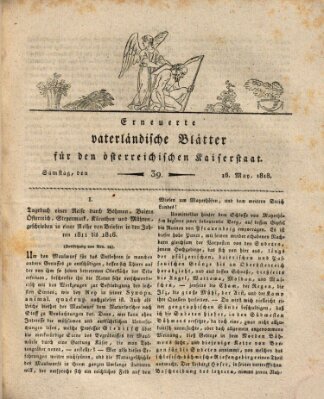 Erneuerte vaterländische Blätter für den österreichischen Kaiserstaat Samstag 16. Mai 1818