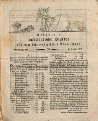 Erneuerte vaterländische Blätter für den österreichischen Kaiserstaat Samstag 4. Juli 1818