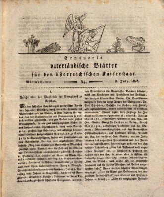 Erneuerte vaterländische Blätter für den österreichischen Kaiserstaat Mittwoch 8. Juli 1818