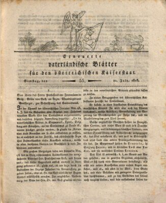 Erneuerte vaterländische Blätter für den österreichischen Kaiserstaat Samstag 11. Juli 1818