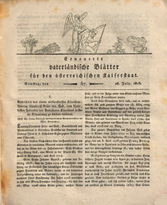 Erneuerte vaterländische Blätter für den österreichischen Kaiserstaat Samstag 18. Juli 1818