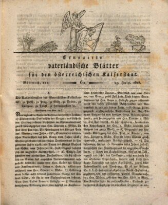 Erneuerte vaterländische Blätter für den österreichischen Kaiserstaat Mittwoch 29. Juli 1818