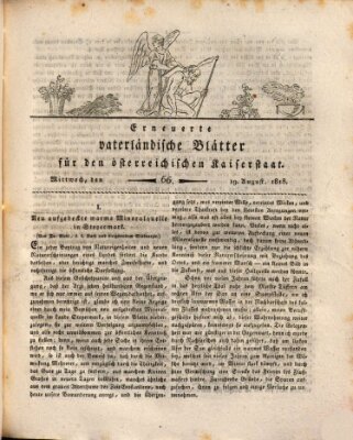 Erneuerte vaterländische Blätter für den österreichischen Kaiserstaat Mittwoch 19. August 1818