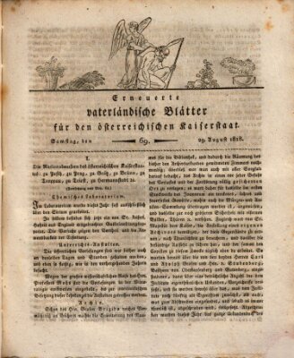 Erneuerte vaterländische Blätter für den österreichischen Kaiserstaat Samstag 29. August 1818