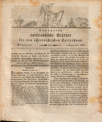 Erneuerte vaterländische Blätter für den österreichischen Kaiserstaat Mittwoch 2. September 1818