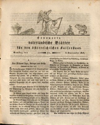 Erneuerte vaterländische Blätter für den österreichischen Kaiserstaat Samstag 5. September 1818