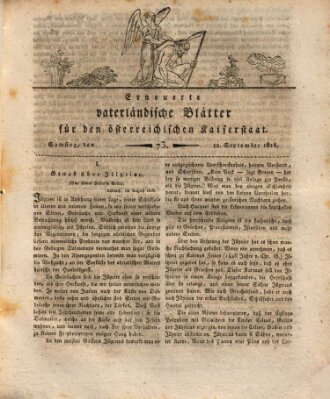 Erneuerte vaterländische Blätter für den österreichischen Kaiserstaat Samstag 12. September 1818