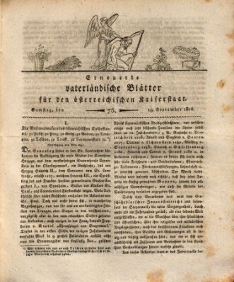 Erneuerte vaterländische Blätter für den österreichischen Kaiserstaat Samstag 19. September 1818