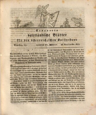 Erneuerte vaterländische Blätter für den österreichischen Kaiserstaat Samstag 26. September 1818