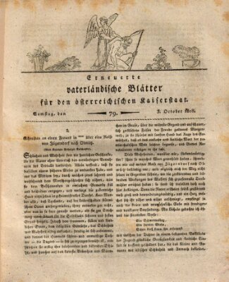 Erneuerte vaterländische Blätter für den österreichischen Kaiserstaat Samstag 3. Oktober 1818