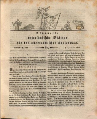 Erneuerte vaterländische Blätter für den österreichischen Kaiserstaat Mittwoch 7. Oktober 1818