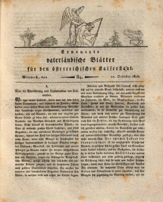 Erneuerte vaterländische Blätter für den österreichischen Kaiserstaat Mittwoch 21. Oktober 1818