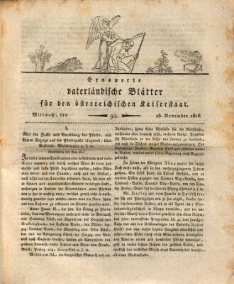 Erneuerte vaterländische Blätter für den österreichischen Kaiserstaat Mittwoch 25. November 1818