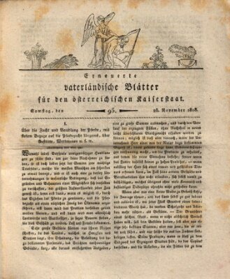 Erneuerte vaterländische Blätter für den österreichischen Kaiserstaat Samstag 28. November 1818