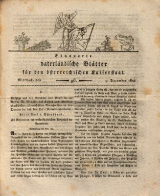 Erneuerte vaterländische Blätter für den österreichischen Kaiserstaat Mittwoch 9. Dezember 1818