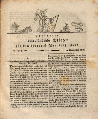 Erneuerte vaterländische Blätter für den österreichischen Kaiserstaat Samstag 19. Dezember 1818