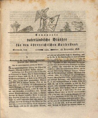 Erneuerte vaterländische Blätter für den österreichischen Kaiserstaat Mittwoch 23. Dezember 1818