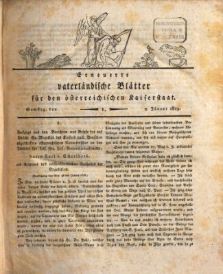 Erneuerte vaterländische Blätter für den österreichischen Kaiserstaat Samstag 2. Januar 1819