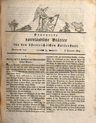 Erneuerte vaterländische Blätter für den österreichischen Kaiserstaat Mittwoch 6. Januar 1819