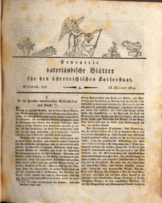 Erneuerte vaterländische Blätter für den österreichischen Kaiserstaat Mittwoch 13. Januar 1819