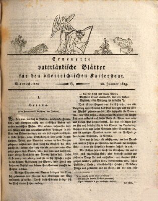 Erneuerte vaterländische Blätter für den österreichischen Kaiserstaat Mittwoch 20. Januar 1819