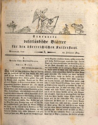 Erneuerte vaterländische Blätter für den österreichischen Kaiserstaat Mittwoch 27. Januar 1819