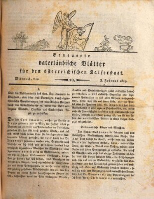 Erneuerte vaterländische Blätter für den österreichischen Kaiserstaat Mittwoch 3. Februar 1819