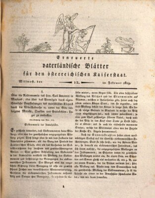 Erneuerte vaterländische Blätter für den österreichischen Kaiserstaat Mittwoch 10. Februar 1819