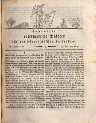 Erneuerte vaterländische Blätter für den österreichischen Kaiserstaat Mittwoch 17. Februar 1819