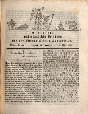 Erneuerte vaterländische Blätter für den österreichischen Kaiserstaat Mittwoch 10. März 1819