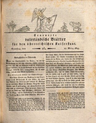 Erneuerte vaterländische Blätter für den österreichischen Kaiserstaat Samstag 27. März 1819