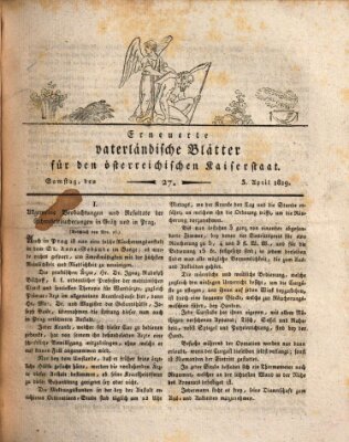 Erneuerte vaterländische Blätter für den österreichischen Kaiserstaat Samstag 3. April 1819