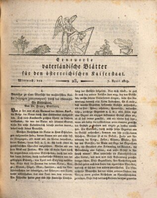 Erneuerte vaterländische Blätter für den österreichischen Kaiserstaat Mittwoch 7. April 1819