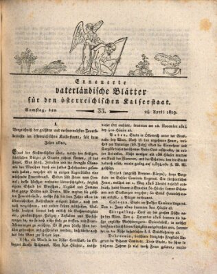 Erneuerte vaterländische Blätter für den österreichischen Kaiserstaat Samstag 24. April 1819