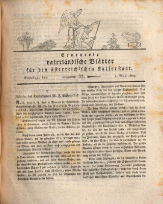 Erneuerte vaterländische Blätter für den österreichischen Kaiserstaat Samstag 1. Mai 1819