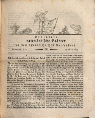 Erneuerte vaterländische Blätter für den österreichischen Kaiserstaat Mittwoch 12. Mai 1819