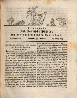 Erneuerte vaterländische Blätter für den österreichischen Kaiserstaat Samstag 22. Mai 1819