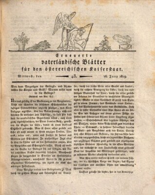 Erneuerte vaterländische Blätter für den österreichischen Kaiserstaat Mittwoch 16. Juni 1819