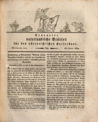 Erneuerte vaterländische Blätter für den österreichischen Kaiserstaat Mittwoch 23. Juni 1819