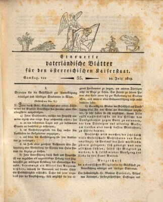 Erneuerte vaterländische Blätter für den österreichischen Kaiserstaat Samstag 10. Juli 1819