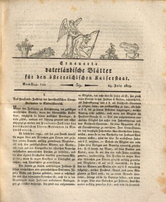 Erneuerte vaterländische Blätter für den österreichischen Kaiserstaat Samstag 24. Juli 1819