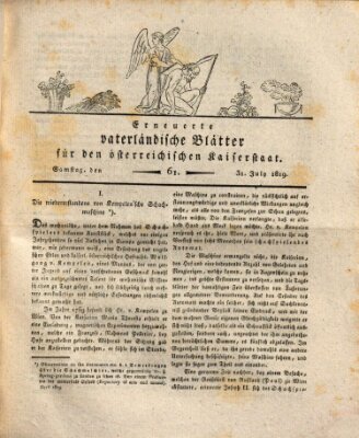 Erneuerte vaterländische Blätter für den österreichischen Kaiserstaat Samstag 31. Juli 1819