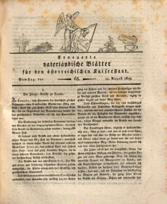 Erneuerte vaterländische Blätter für den österreichischen Kaiserstaat Samstag 14. August 1819