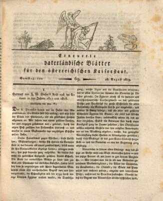 Erneuerte vaterländische Blätter für den österreichischen Kaiserstaat Samstag 28. August 1819