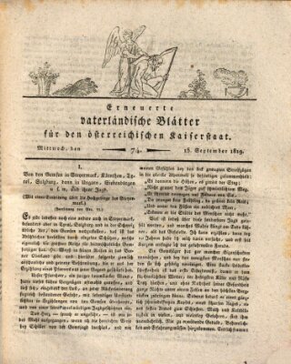 Erneuerte vaterländische Blätter für den österreichischen Kaiserstaat Mittwoch 15. September 1819