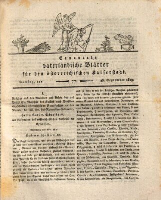 Erneuerte vaterländische Blätter für den österreichischen Kaiserstaat Samstag 25. September 1819